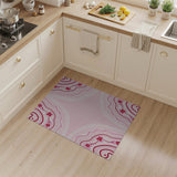Pink Wavy Floral Swirl Area Rug