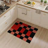 Geometric Modern Bold Red Black Geometric Patchwork Area Rug
