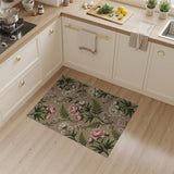 Vintage Pink Peony Fern Floral Area Rug