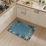 Coastal Blue Starfish Seashell Area Rug