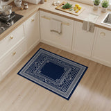 Navy Geometric Art Deco Border Rug