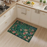 Floral Vintage Emerald Green Peony Floral Area Rug