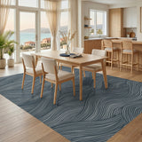 Blue Teal Coastal Wave Area Rug