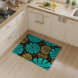 Teal Gold Fan Leaf Area Rug