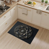 Ornate Silver Lotus Mandala Area Rug
