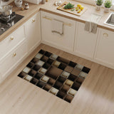 Modular Brown Wood Shelf Grid Area Rug
