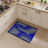 Modern Blue Wavy Grid Area Rug
