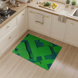 Layered Green Geometric Area Rug