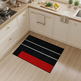 Bold Red Stripe Black Geometric Area Rug