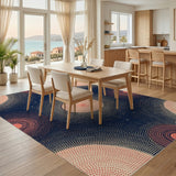 Navy Coral Orbit Dot Area Rug
