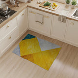 Bold Geometric Block Area Rug in Yellow Teal Grey