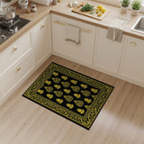 Elegant Gold Paisley Black Area Rug