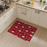 Festive Red Christmas Tree Reindeer Snowflake Rug