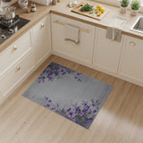 Purple Floral Distressed Grey Area Rug