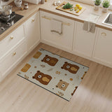 Adorable Cartoon Bear Leaf Pattern Rug