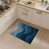 Abstract Area Abstract Blue Waves Area Rug
