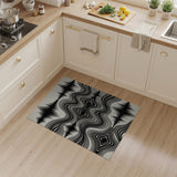 Dynamic Black Wave Geometric Area Rug