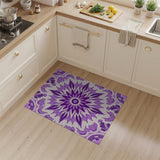Purple Mandala Floral Area Rug with Hearts Butterflies