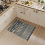 Modern Striped Washable Area Rug - Neutral Grey & Black Low Pile Non-Slip