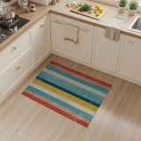 Retro Distressed Multi-Color Stripe Area Rug