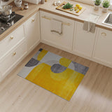 Yellow Grey Curved Geometric Area Rug
