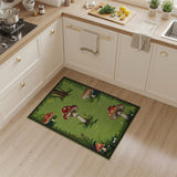 Whimsical Toadstool Meadow Green Area Rug