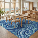 Blue Wave Swirl Area Rug