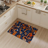 Washable Orange Construction Excavator Kids Playroom Rug