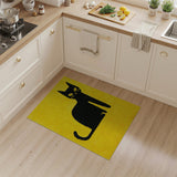 Sunny Yellow Black Cat Silhouette Tufted Rug