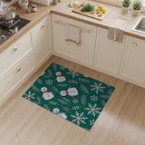 Festive Green Snowman Snowflake Area Rug