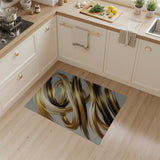 Gold and Silver Gold Swirl Abstract Area Rug