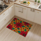 Festive Poinsettia Holly Area Rug