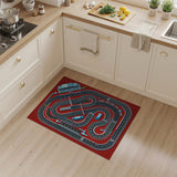 Red Race Track Kids Area Rug with Cars