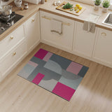 Abstract Geometric Pink Grey Area Rug