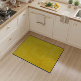 Vibrant Yellow Geometric Plush Rug with Blue Border