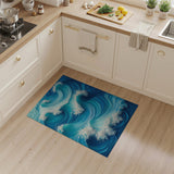 Dynamic Ocean Waves Blue Teal Area Rug