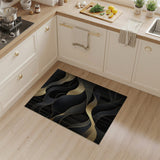 ODIKA Modern Abstract Black and Gold Machine Washable Area Rug - Low Pile Non-Slip Art Deco Rug