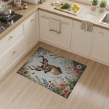 Floral Wreath Deer Head Area Rug