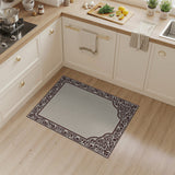 Border Ornate Floral Border Beige Area Rug
