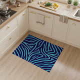 Navy Teal Zebra Wave Geometric Area Rug