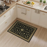 Gold and Silver Black Gold Floral Persian Area Rug