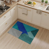 Blue and Teal Teal Blue Geometric Abstract Area Rug