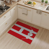 Bold Red Baseball H Emblem Area Rug