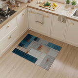 Washable Modern Abstract Geometric Area Rug - Blue & Copper, Low Pile