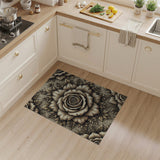 Vintage Engraved Rose Floral Area Rug