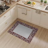 Ornate Red Scrollwork Border Area Rug