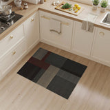 Geometric Block Area Rug in Black Grey Beige Red