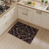 Opulent Black Gold Floral Baroque Area Rug