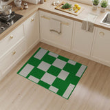 Green Green White Checkered Geometric Area Rug