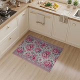 Vintage Pink Peony Floral Area Rug